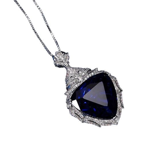 Luxury Vintage 19*20mm Sapphire Pendant Necklace for Women