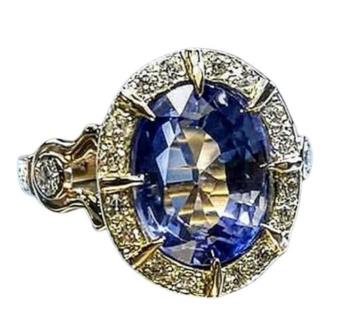 14K Gold Natural Sapphire Ring Gemstone Jewelry Bague