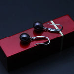 Real Grey Freshwater Pearl Earrings For Women,925 Silver Pearl Drop Earring Wife Mother Valentine's Day Birthday Gift