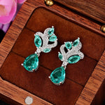 Huitan Blue-Green CZ Earrings for Women