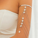 Boho Crystal Pendant Cuff Open BanglesSilver Color 3CHINA