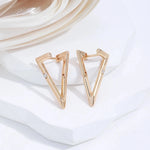 Triangular Zircon Earrings – 585 Rose Gold Color