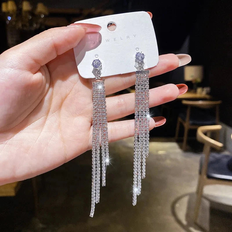 Trend Unique Design Elegant Delicate Zircon Butterfly Tassel EarringsED182-2