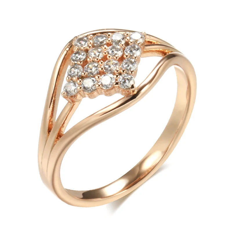 585 Rose Gold Zircon Square Pave Ring For WomenWHITEROSE GOLD COLOR