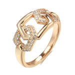 Geometric Hexagon Natural Zircon Trendy Rings For WomenWHITEROSE GOLD COLOR