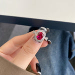 Oval Cut Ruby 925 Sterling Silver RingRing