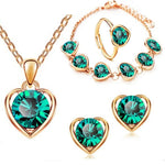Blue Crystal Ring Necklace Earrings Set Wedding Jewelry SetsStyle2 GreenG