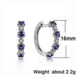 Simple Stylish Round Blue/White CZ Hoop Earrings