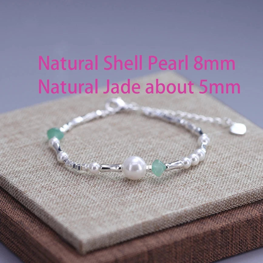 925 Sterling Silver Natural Pearl BraceletYC011