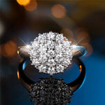 Women's Gold Tone White & Black Zircon Engagement Ring
