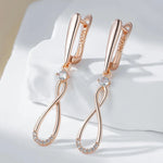Long Rose Gold Zircon Dangle Earrings for Women