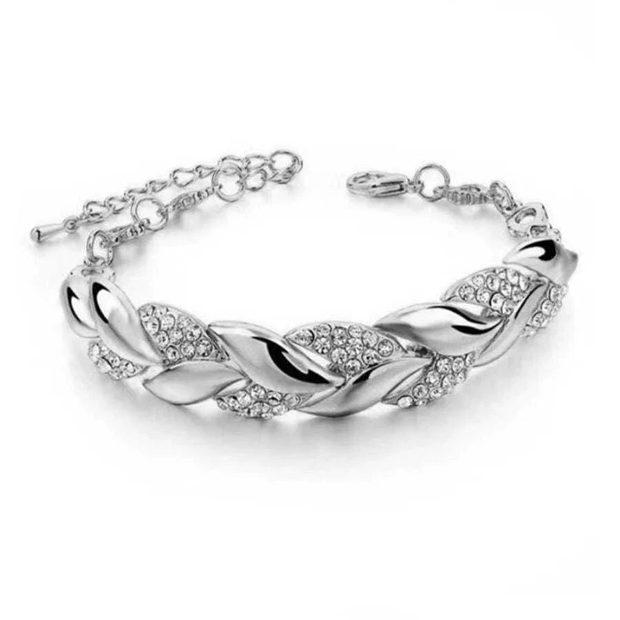 Women's Bracelet Gold Twisted Shining Crystal Stone805027-Silvery