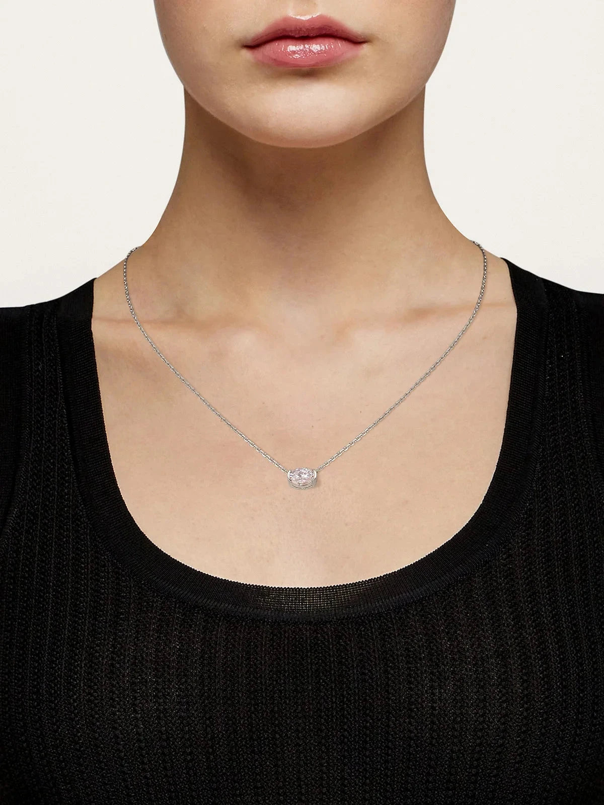 Oval Moissanite Pendant Necklace for Women