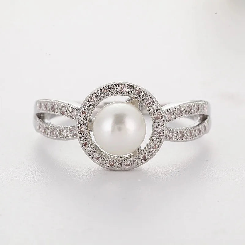 New Romantic Big Round pearl Women Ring