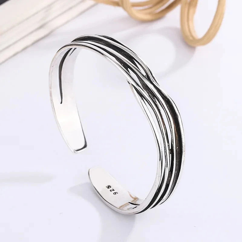 Retro Wave Braided Bracelets 925 Sterling Silver