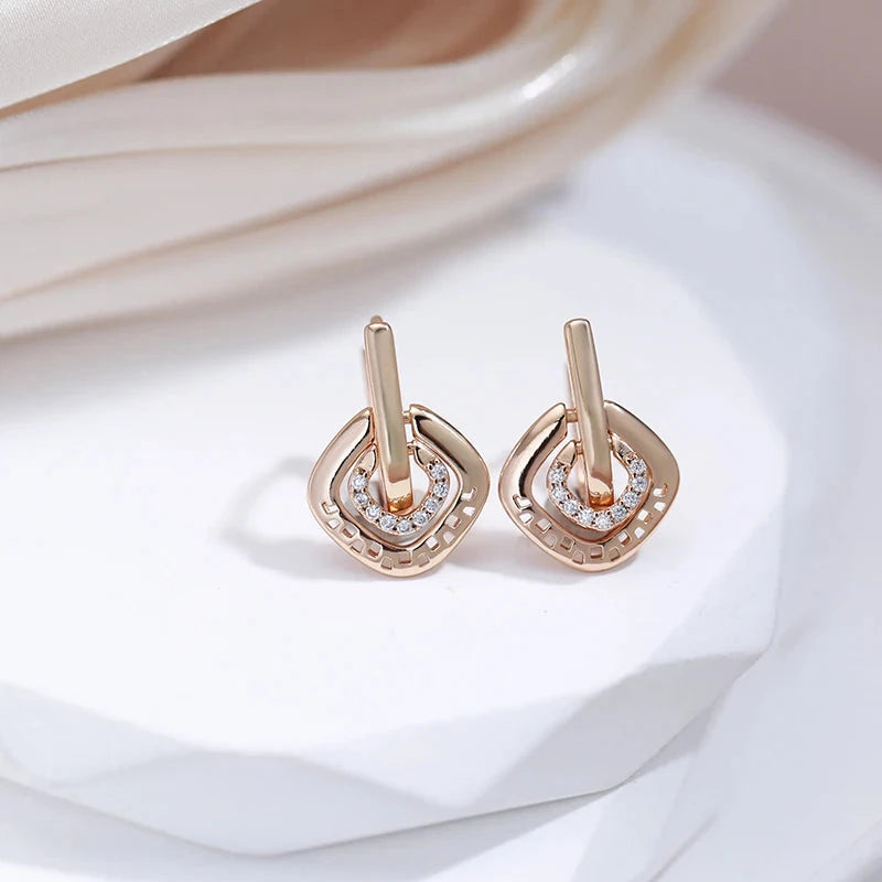 585 Rose Gold Color Little Dangle Earrings for Women