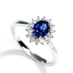 Princess Diana Rings Blue Stone Silver Color Fashion Jewelry