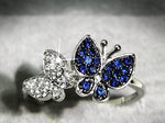 Sapphire and Diamond Butterfly Silver RingRing6
