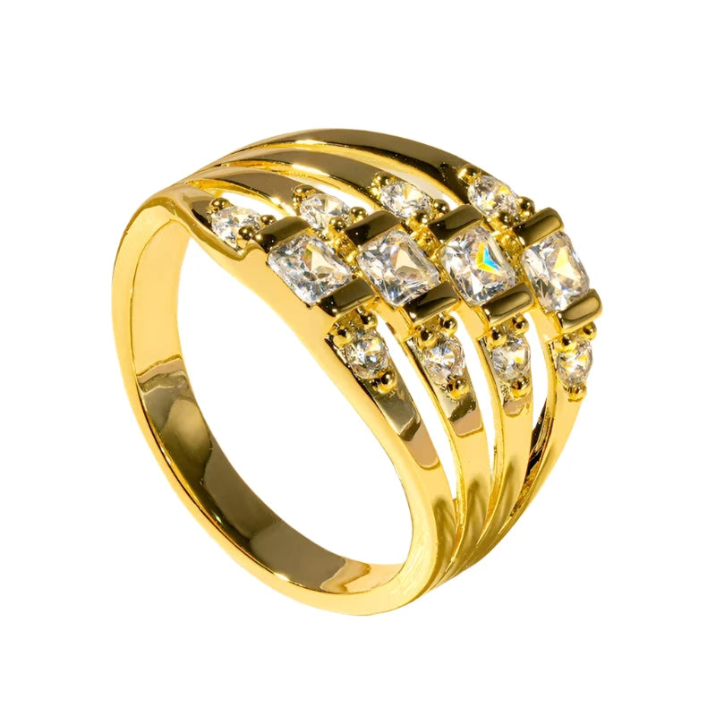 Rrjzz 14K Gold Plated CZ Gemstone Ring