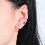 3 Pairs of Red Opal Stone Stud Earrings