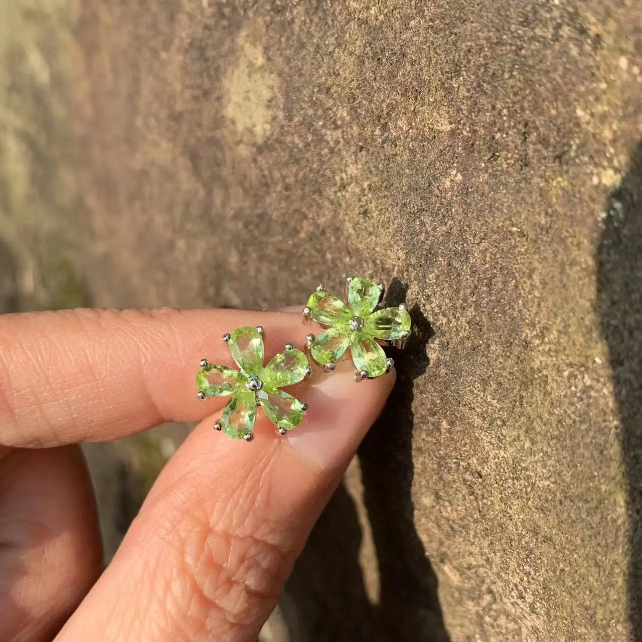 Natural Peridot 925 Sterling Silver Stud Earrings For Women