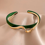 White Shellfish Bracelets Board Bend Metal Bangles Womens Hand Bracelets Geometric C- shaped Opening Bracelets Jewelry Giftsgreen