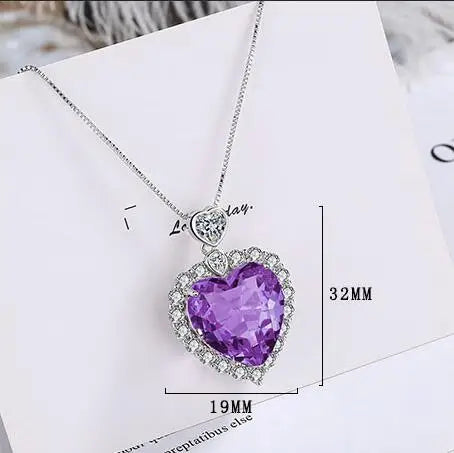 Clavicle Heart-shaped Amethyst Necklace for Women