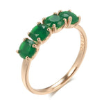 18K Rose Gold Ring Natural Emerald Gemstone Jewelry