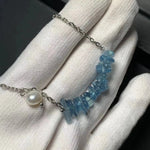 Natural Dark Blue Aquamarine Pendant Necklace