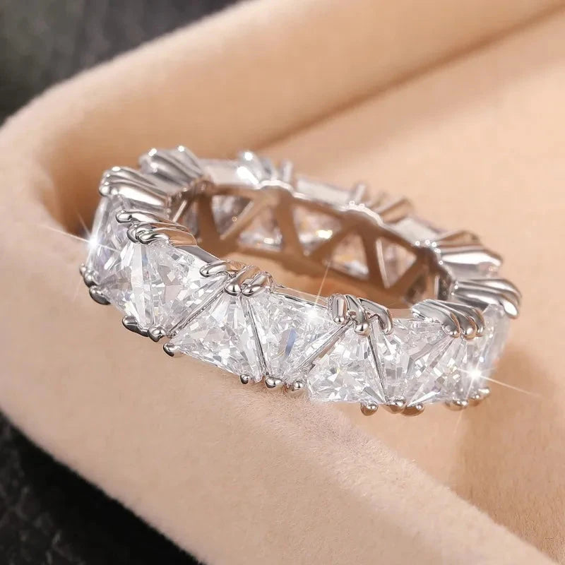 Huitan Triangular CZ Promise Rings for Women