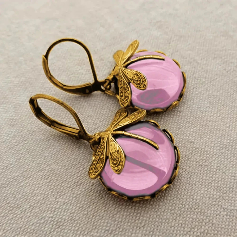 Moonlight Stone Dragonfly Earrings – European & American StyleE4110