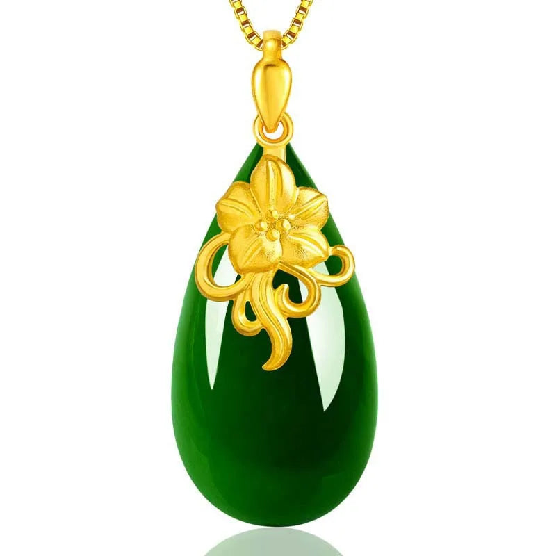 9 Karat Pendant Pear-Shaped Emerald Necklacegreen 1