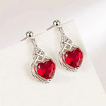 Silver 925 Red Heart Zircon Elegant Women's Sets Ring Earring Necklace