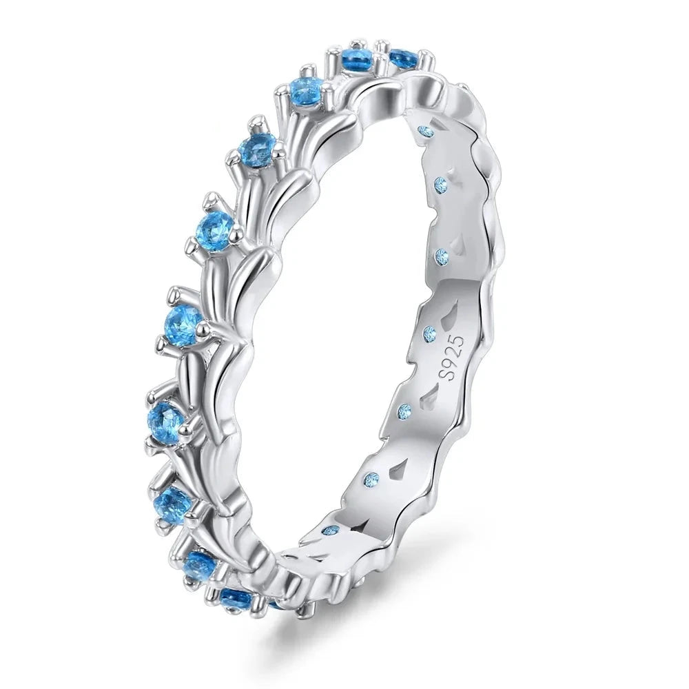 925 Sterling Silver Blue Gemstone Vine Eternity Knuckle Ring for Women10