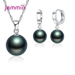 925 Sterling Silver Trendy Crystal Pendant Necklace EarringsModel 16