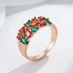 Multi Stone Natural Zircon Rose Gold Rings for Women