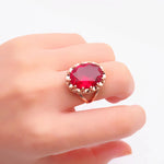 Creative Court Style Classic Gold Plated 14K rose gold Oval ruby rings