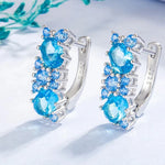 Aquamarine U Shaped Hoop Earrings for Women Fashion Jewelry