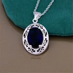 925 Pure Silver Fashion Charm Wedding Party Noble Jewelry Men and Women Sapphire Inlaid Diamond Luxury Necklace