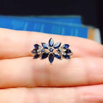 Marquise Shape Sapphire Resizable Silver RingRing