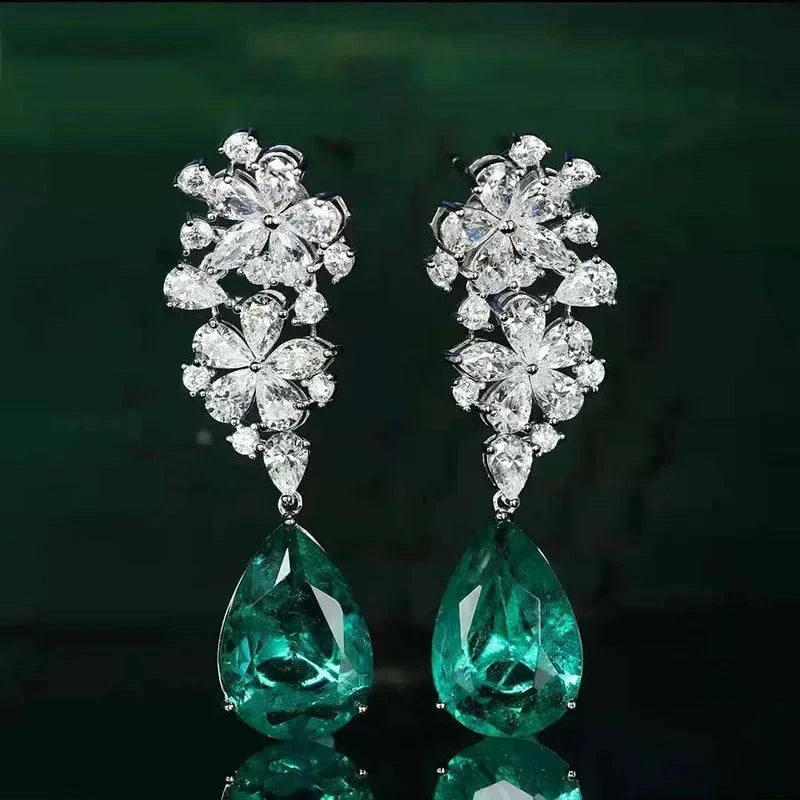 Luxury Green Crystal Drop Earrings – Women's Anniversary GiftE2646