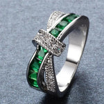 Silver Cross Plated Crystal Wedding Ring for Women