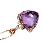 18K Gold-Plated Heart Amethyst Pendant Plated Colored Gemstone