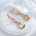 Elegant Hoop Pendant 585 Rose Gold Long Drop Zircon Earrings For Women