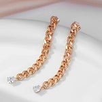585 Rose Gold Unique Design Natural Zircon Long Dangle Earrings For Women