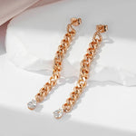 585 Rose Gold Unique Design Natural Zircon Long Dangle Earrings For Women