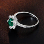 5*7mm 1CT Oval Cut Emerald, Ruby & Sapphire with Pearls Solid 925 Silver RingRing
