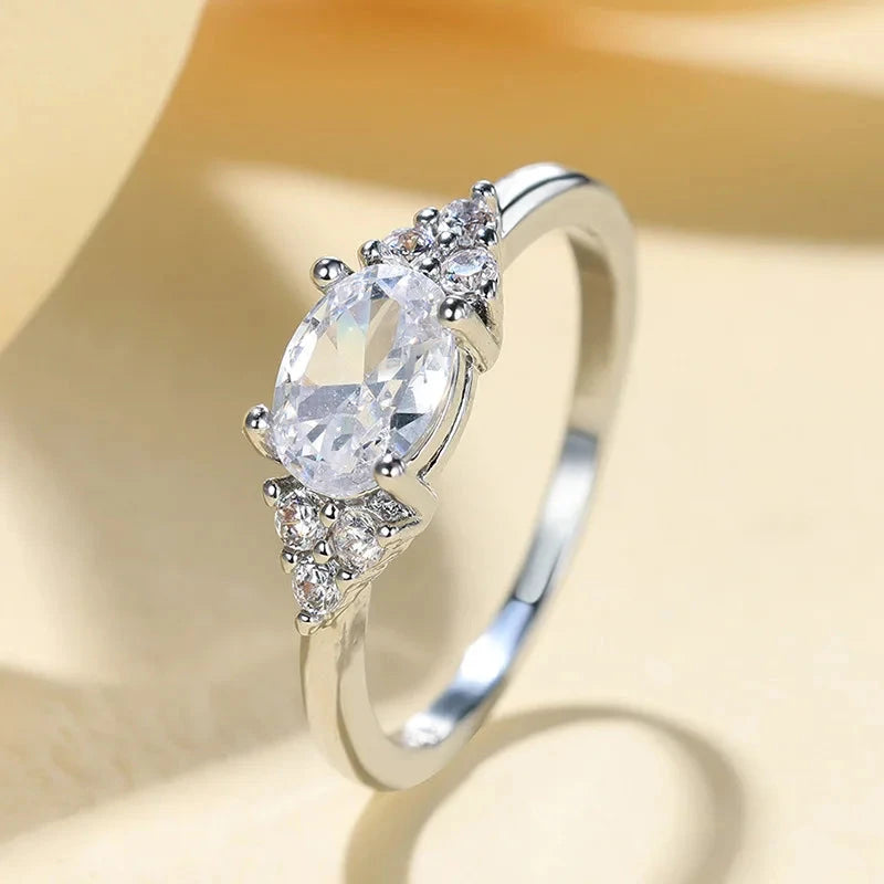 Luxury Crystal Copper Ring for Womenwhite10