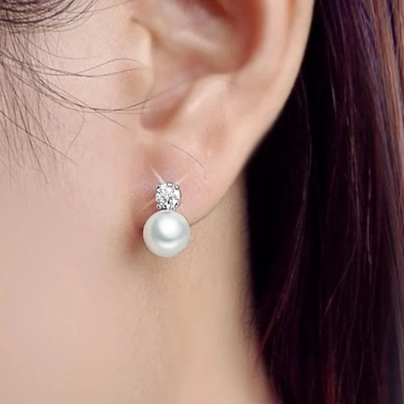 925 Sterling Silver Natural Freshwater Pearl Earrings for Women