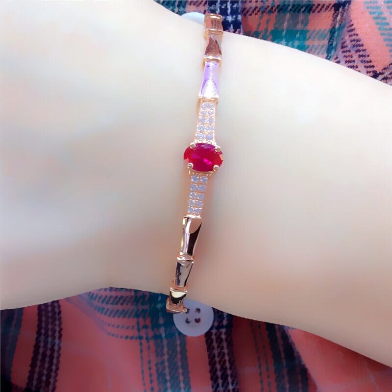 Rose Gold Crystal Ruby Cuff BraceletBracelet